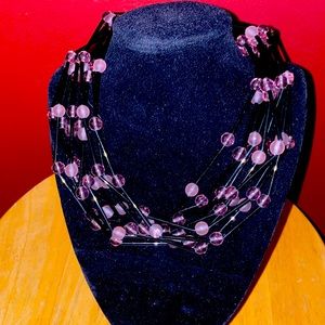 Magnificent black and lavender Mirano glass jewelry choker.